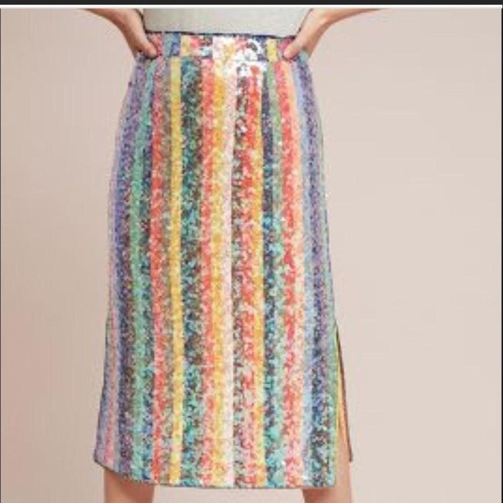 Multicolor Sequin Striped Skirt